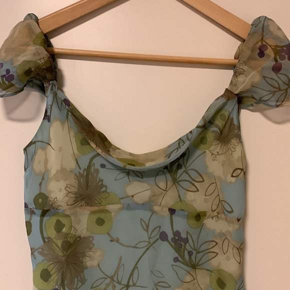bcbg midi summer silk floral dress  blue/green/purple, lightweight - Picture 2 of 6